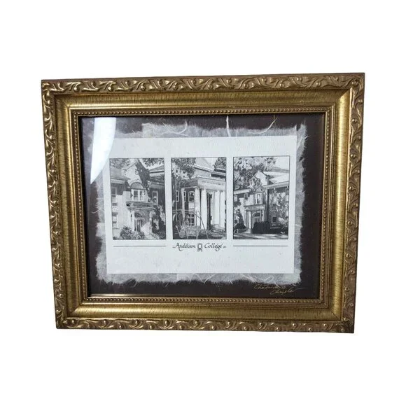 Vintage Signed Chadwick B.Chrysler Ink Drawing of Anderson College 3 Original Bu - Picture 4 of 7